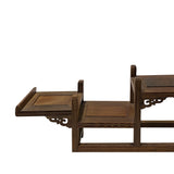 Brown Wood Bridge Step Shape Table Top Curio Display Easel Stand ws2857S