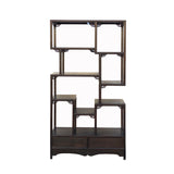 Chinese Brown Stain Treasure Display Curio Cabinet Room Divider cs7161S