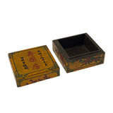 Chinese Distressed Yellow Characters Graphic Square Shape Box ws2349S