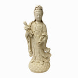 Chinese Off White Porcelain Song Zi Kwan Yin with a Boy Figure / Statue f312S