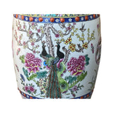 Vintage Oriental Famille Rose Mixed Color Porcelain Round Stool Ottoman cs7386S