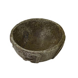 Natural Olive Green Mix Stone Carved Round Display Bowl ws2067S