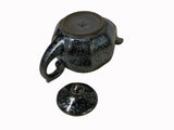 Chinese Jianye Clay Silver Black Glaze Decor Teapot Display Art ws2672S