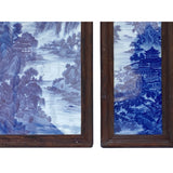 Set of 3 Chinese Porcelain Blue White Mountain Scenery Wall Panel cs7247S