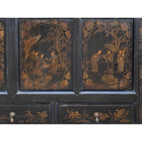 Chinese Distressed Black Golden Graphic TV Console Table Cabinet cs7206S