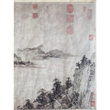 Chinese Black Ink Water Mountain Scenery Horizontal Scroll Painting Wall Art ws1889S