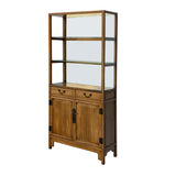 Chinese Vintage Light Brown Glass Display Bookcase Curio Cabinet cs6963S