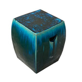 Chinese Ceramic Clay Green Glaze Square Flat Solid Garden Stool cs7022S