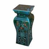 Ceramic Clay Green Square Tall Pedestal Table Flower Display Stand cs7005S