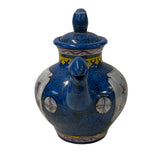 Chinese Zisha Clay Blue Glaze 18 Lohons Graphic Teapot Display Art ws2656S