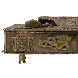 Chinese Metal Rectangular Beads Dimensional Motif Incense Burner Container cs3064S