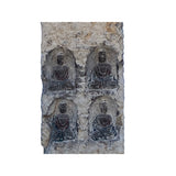Chinese Distressed Gray Stone Carved Buddhas Display Pole Statue cs7204S