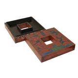 Chinese Distressed Brick Red Dragon Graphic Square Shape Box ws2292S