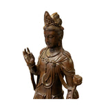 Chinese Brown Guan Yin Tara Bodhisattva Avalokitesvara Wood Statue ws2213S