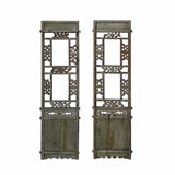 Pair of Hand-Crafted  Restored Vintage Chinese Wood Wall Panels - Carved Motifs in Red, Green, and Gold ws1614S
