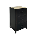 Oriental Contemporary Black Lacquer 3 Drawers End Table Nightstand Cabinet cs7494S