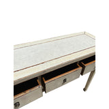 Chinese Distressed Off White 3 Drawers Side Pedestal Console Table cs6167S