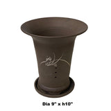 Handcrafted Clay Planter with Floral Etching and Drainage Saucer ws1340S