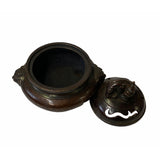 Oriental Brown Finish Metal Incense Burner with Pixiu Accent Lid ws1582S