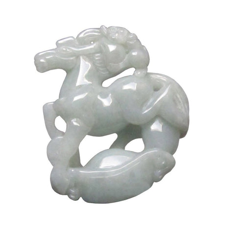  jade zodiac horse and monkey pendant