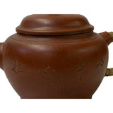 Chinese Zisha Clay Brown Jade Stone Handle Teapot Display Art ws2655S