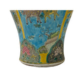 Chinese Porcelain Blue Base Fengshui Animals Graphic Decor Vase ws2535S