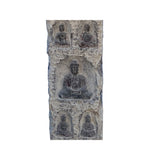 Chinese Distressed Gray Stone Carved Buddhas Display Pole Statue cs7204S