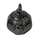 Chinese Jianye Clay Silver Black Glaze Decor Teapot Display Art ws2672S