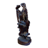 Chinese Rustic Carved Dark Brown Wooden Happy Buddha Statue ws1613S