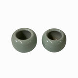 2 x Chinese Clay Ceramic Wu Celadon Green Small Vase Container ws1618S