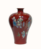 Chinese red color longevity vase