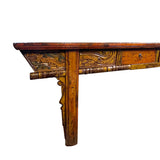 Chinese Vintage Distressed Orange Drawers Long Console Foyer Altar Table cs7570S