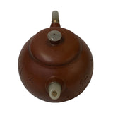 Chinese Zisha Clay Brown Jade Stone Handle Teapot Display Art ws2673S