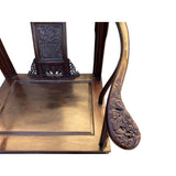 Chinese Reddish Brown Dragons Horseshoe Armchair Table 3 Pieces Set cs7552S
