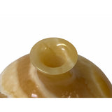 Natural Amber Yellow Brown Stone Carved Fat Round Shape Display Vase ws1672S