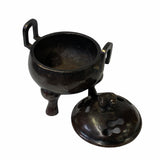Oriental Brown Finish Metal Incense Burner with Foo Dogs Accent Lid ws1702S