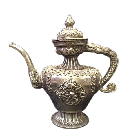 silver statue - teapot - Tibetan jar