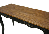 Rustic Raw Plank Black Curve Legs Console Writing Desk Table mh307S