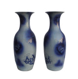 Pair Large Chinese Blue & White Dragons Fishes Porcelain Vases