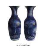 Pair Large Chinese Blue & White Dragons Fishes Porcelain Vases mh428S