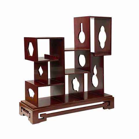 Oriental Rectangular Tabletop Curio Display Stand – Brown Stain