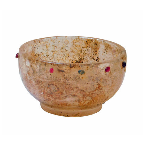 Reproduction Ancient Chinese Under Ground Treasure Crystal Glass Bowl With Colorful Dot Design 