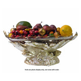 Light Gold Silver Color Fruits Display Flowers Design Fiber Base Glass Plate Tray 