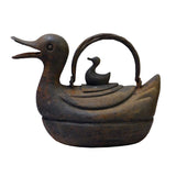 Heavy Rustic Iron Duck Shape Teapot