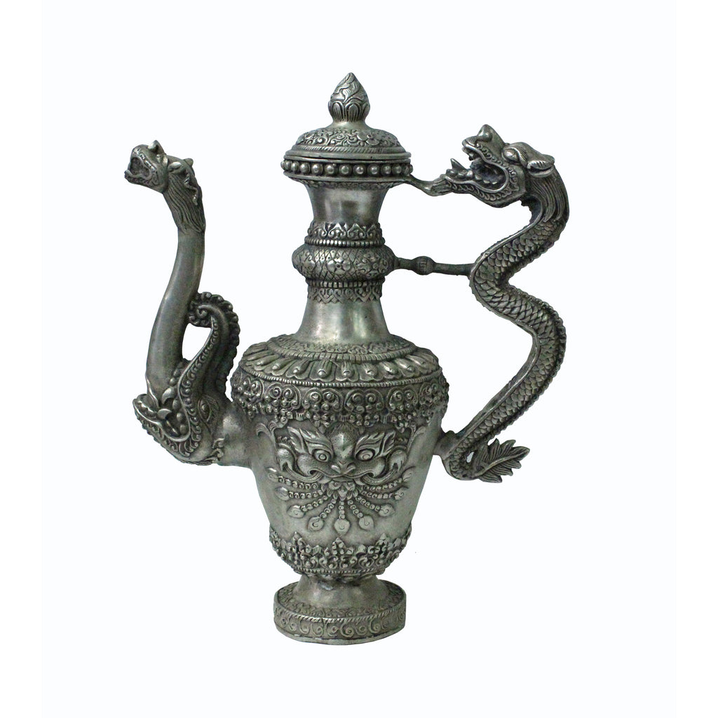 Silverware 3D Dragon and Foo Dog Object Ancient Ceremony Teapot Wine Pot n393S Silverware 3D Dragon and Foo Dog Object Ancient Ceremony Teapot Wine Pot n393S
