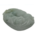 Jade Pendant Light Green Pixiu Chasing Lucky Ball With Bat and Money Figure n413S