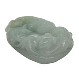 Jade Pendant Light Green Pixiu Chasing Lucky Ball With Bat and Money Figure n413S