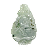 Jade Pendant With Dragon On Gourd Stepping On Money, Roots and Leaf n414S