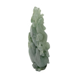 Jade Pendant With Dragon On Gourd Stepping On Money, Roots and Leaf n414S