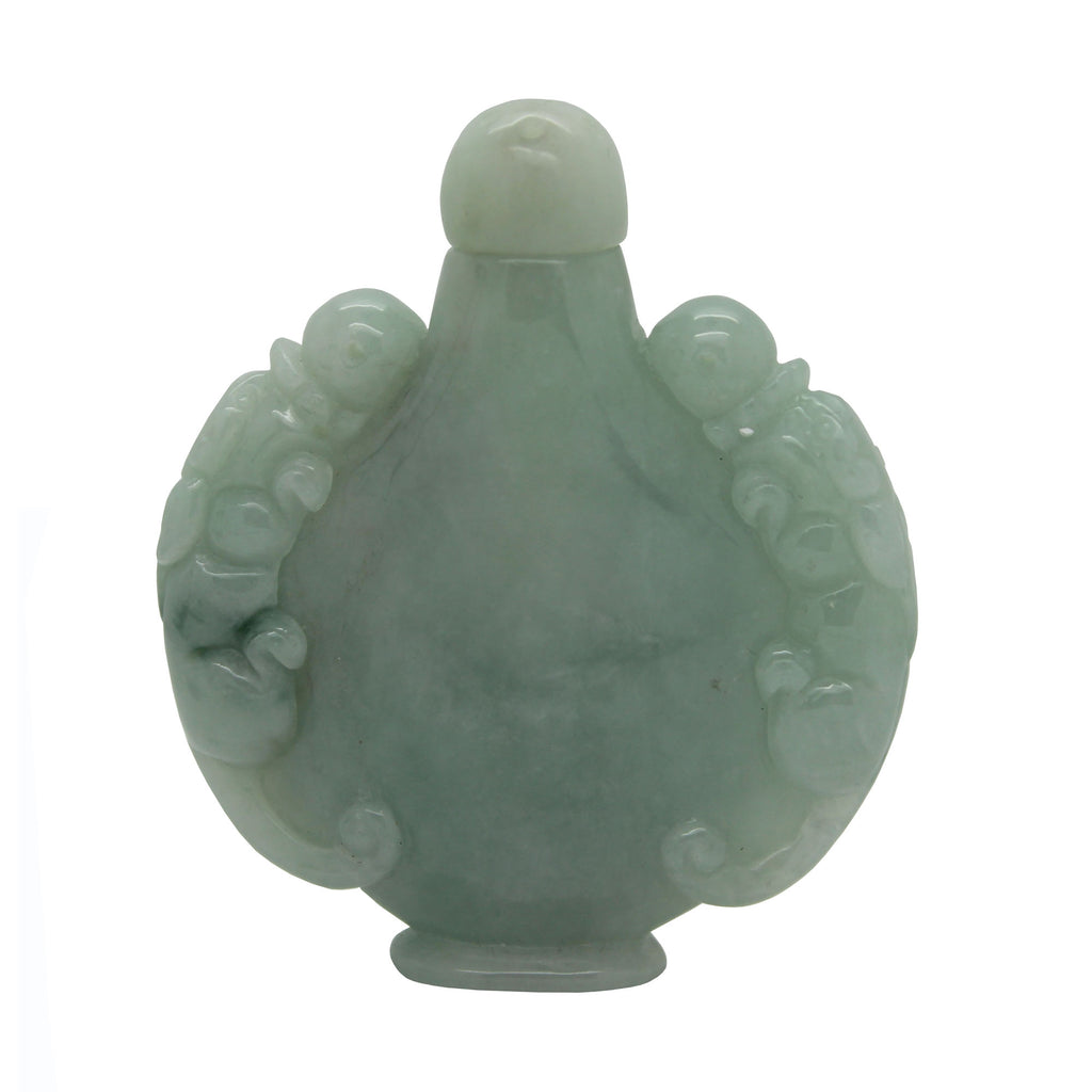 Jade Snuff Bottle With Pair Of Foo Dog Chasing Lucky Ball n419S Jade Snuff Bottle With Pair Of Foo Dog Chasing Lucky Ball n419S